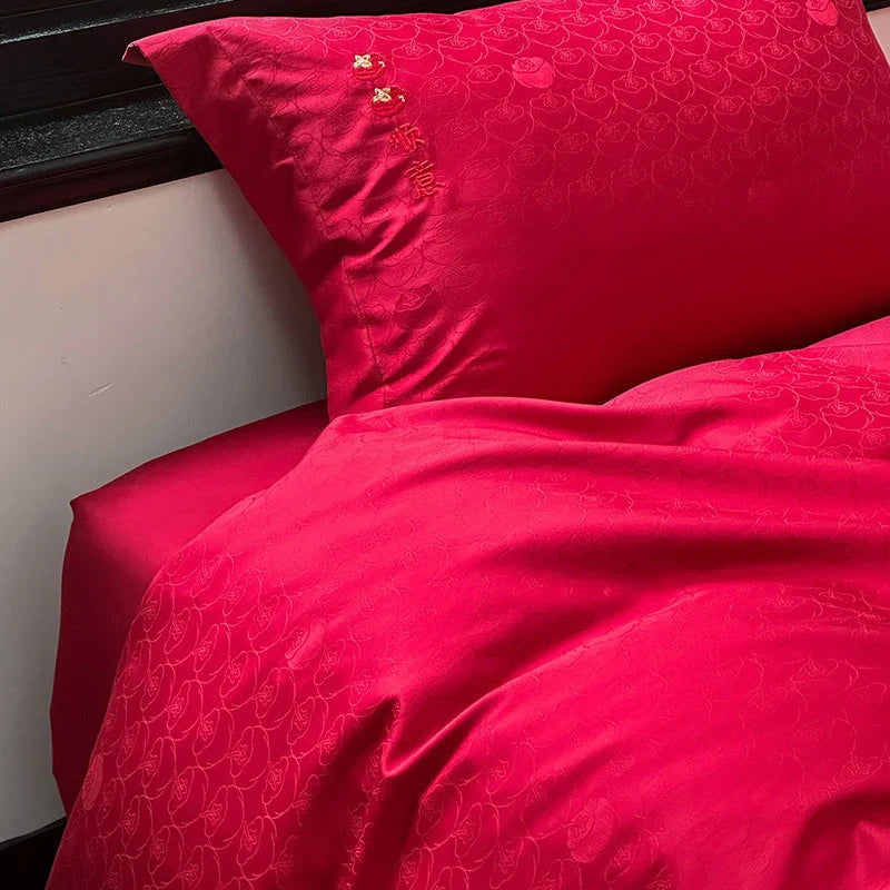 Duvet Cover Set Jacquard Cotton-Satin Concealed Zipper