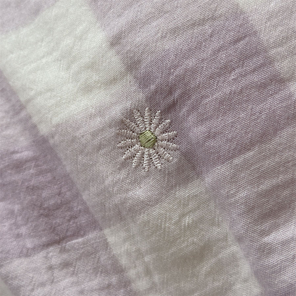 Duvet Cover Set Lightweight Cotton Muslin Floral Embroidery 4-Piece