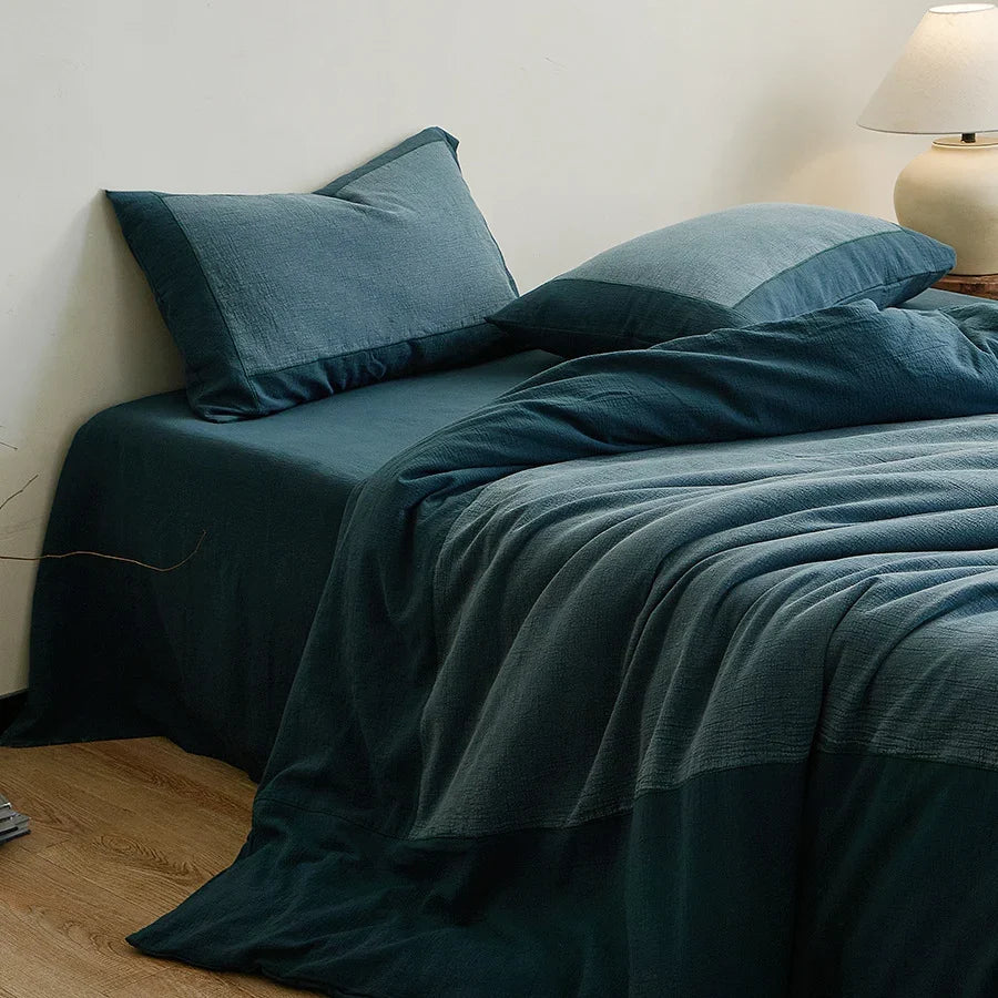 Duvet Cover Set Linen Blend Stonewashed Reversible