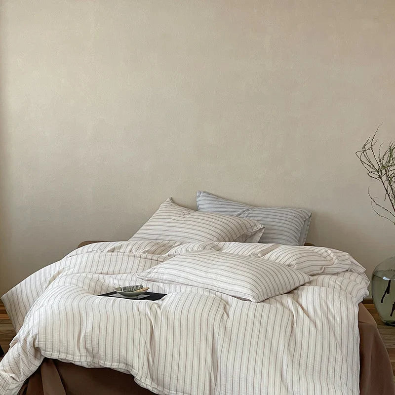 Duvet Cover Set Linen-Look Breathable & Wrinkle-Resistant 4-Piece