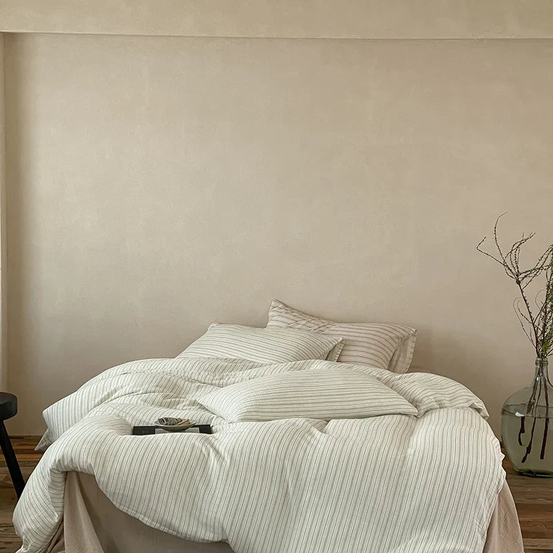 Duvet Cover Set Linen-Look Breathable & Wrinkle-Resistant 4-Piece