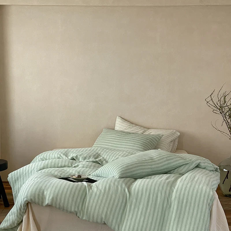 Duvet Cover Set Linen-Look Breathable & Wrinkle-Resistant 4-Piece