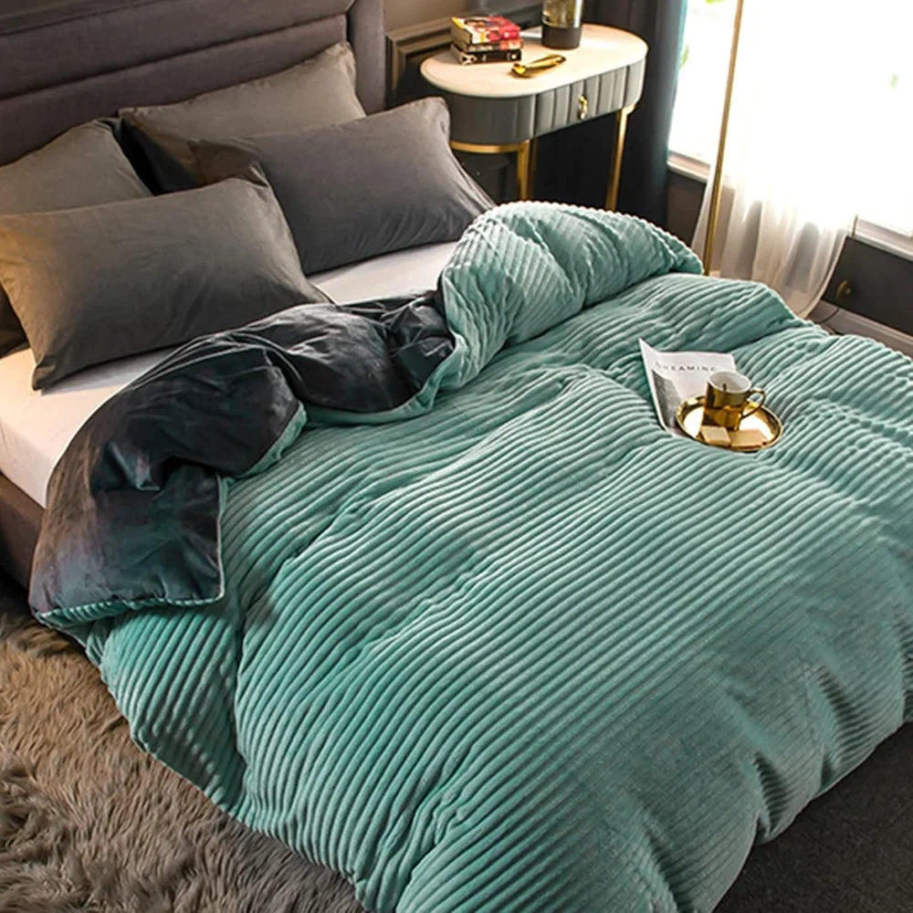 Duvet Cover Set Plush Brushed Winter-Weight Includes 2 Pillowcases
