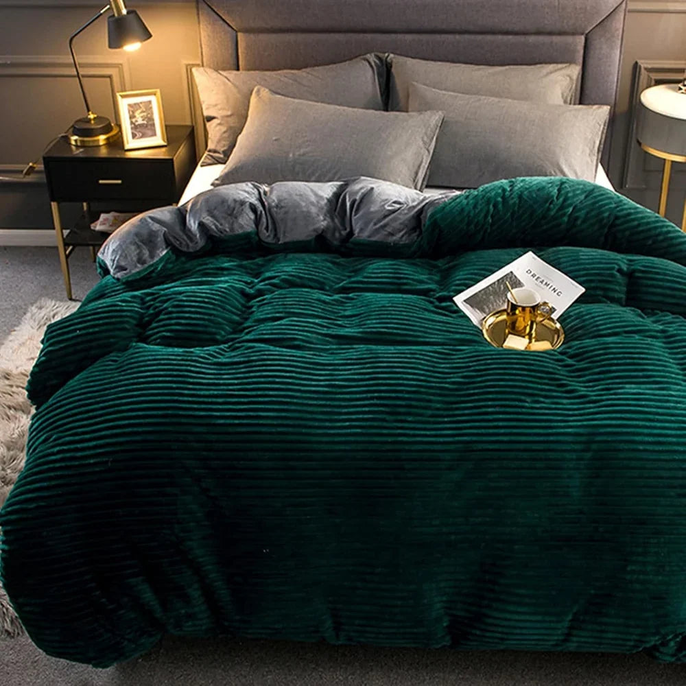 Duvet Cover Set Plush Brushed Winter-Weight Includes 2 Pillowcases