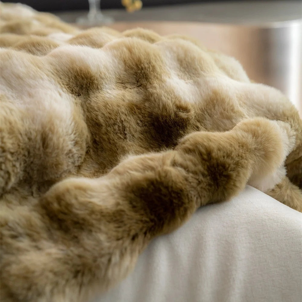 Duvet Cover Set Plush Faux Fur Reversible Microfiber With Pillow Shams