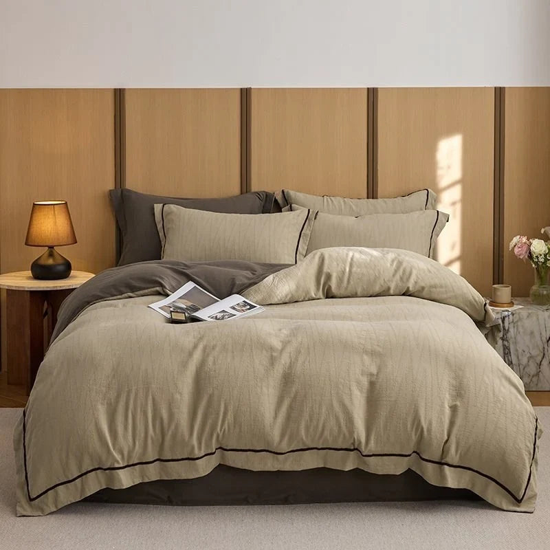 Duvet Cover Set Quilted Cotton Reversible 4-Piece