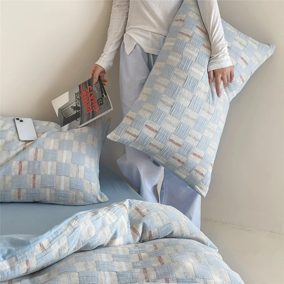 Duvet Cover Set Reversible Cotton Percale 4-Piece
