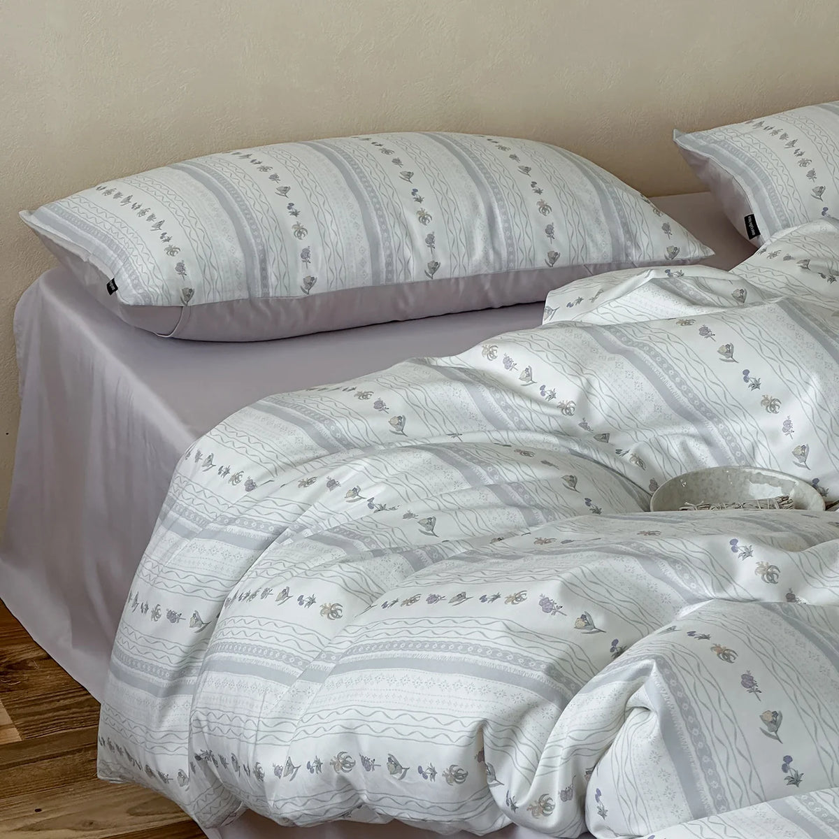 Duvet Cover Set Reversible Cotton Percale Hidden Zipper 4-Piece