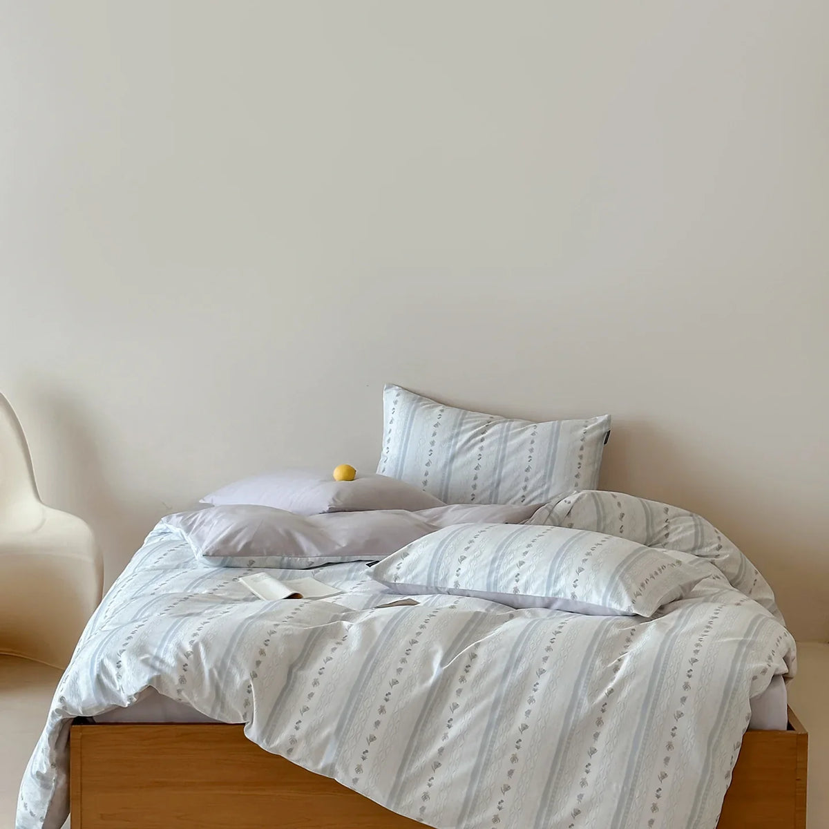 Duvet Cover Set Reversible Cotton Percale Hidden Zipper 4-Piece