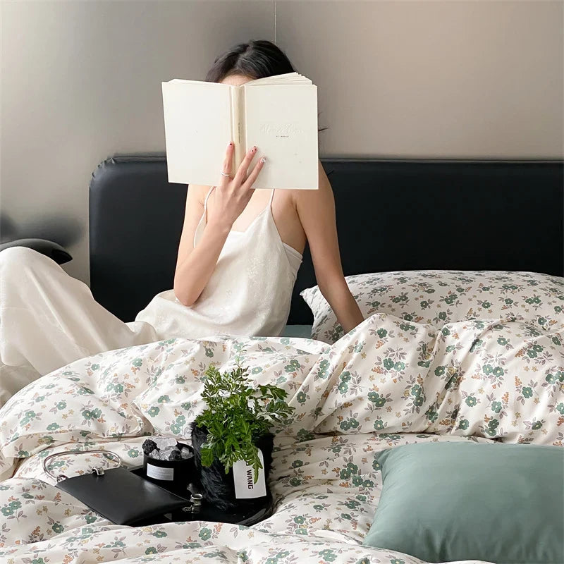 Duvet Cover Set Reversible Cotton Percale Set of 4