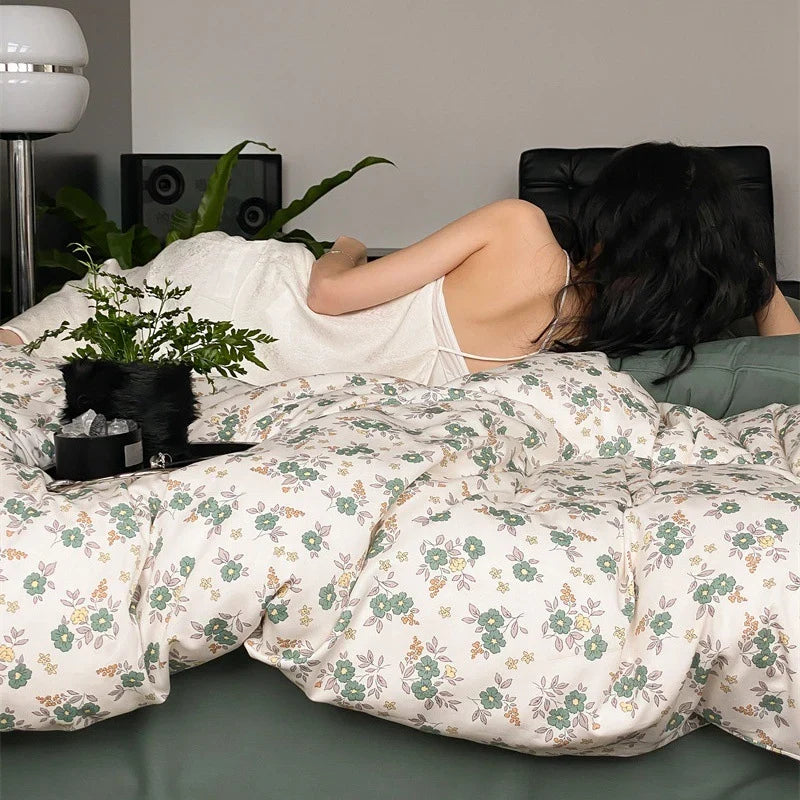 Duvet Cover Set Reversible Cotton Percale Set of 4