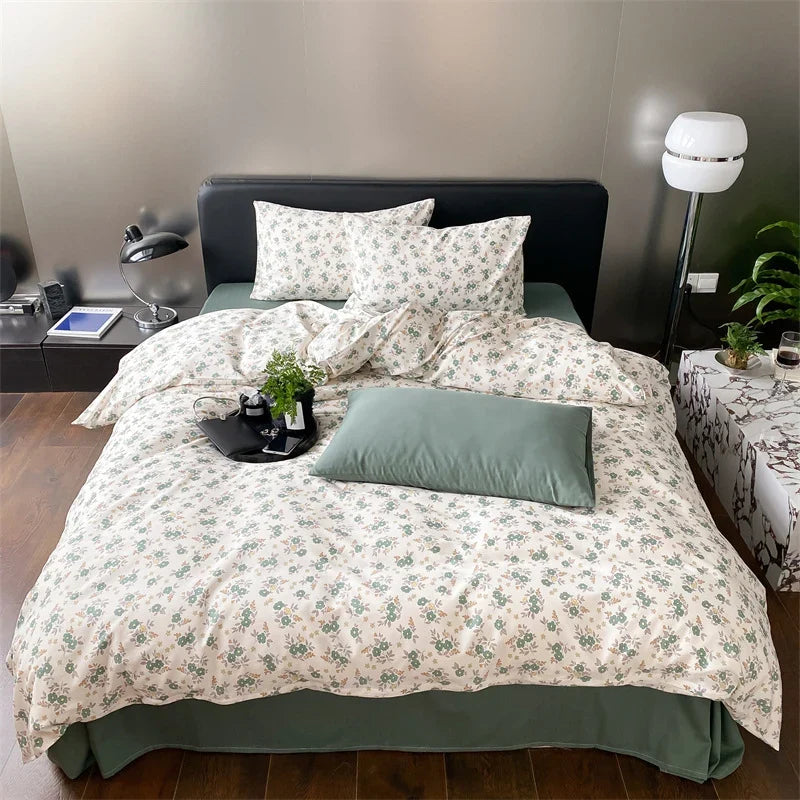 Duvet Cover Set Reversible Cotton Percale Set of 4