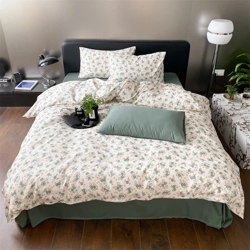 Duvet Cover Set Reversible Cotton Percale Set of 4