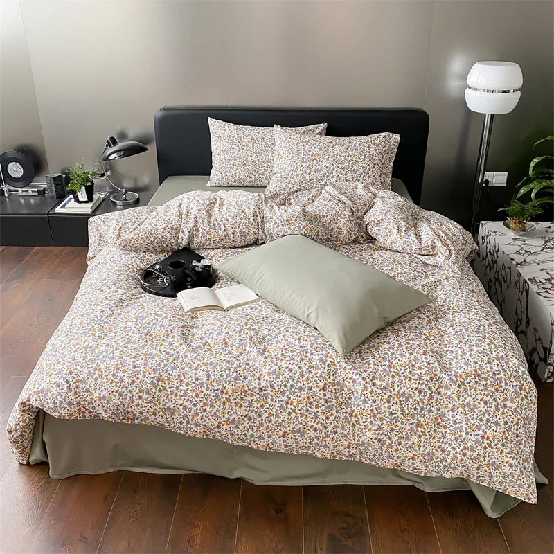 Duvet Cover Set Reversible Cotton Percale Set of 4