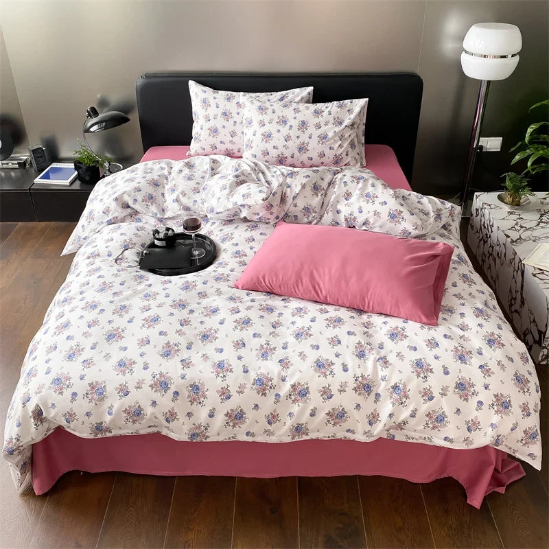 Duvet Cover Set Reversible Cotton Percale Set of 4