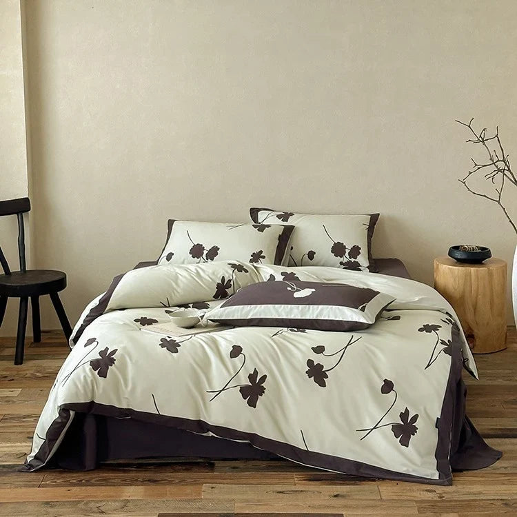 Duvet Cover Set Reversible Cotton Satin Floral Machine Washable