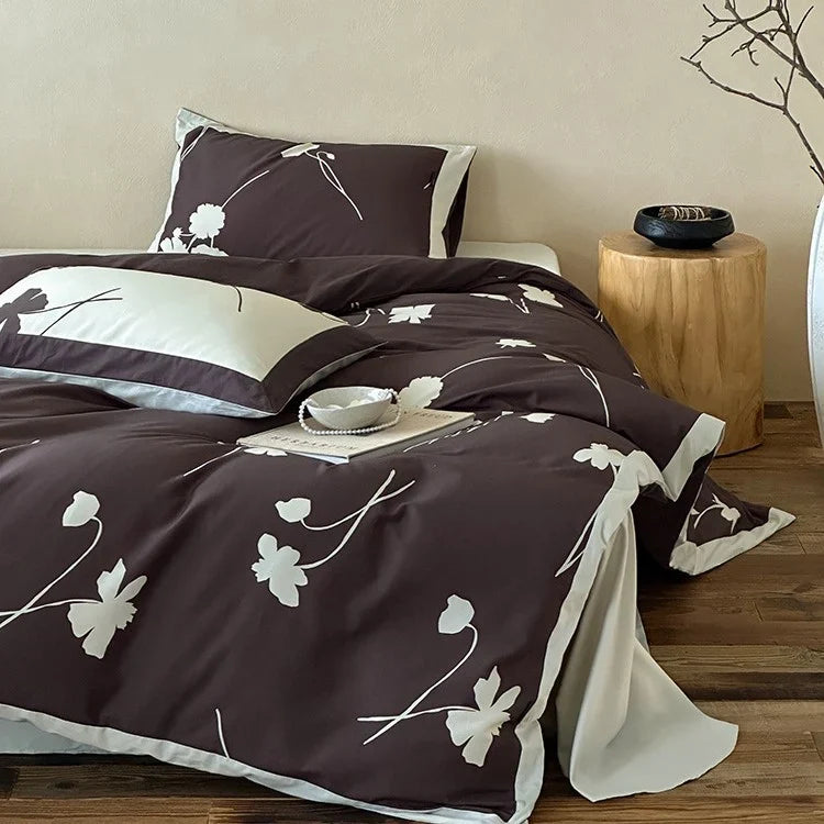 Duvet Cover Set Reversible Cotton Satin Floral Machine Washable