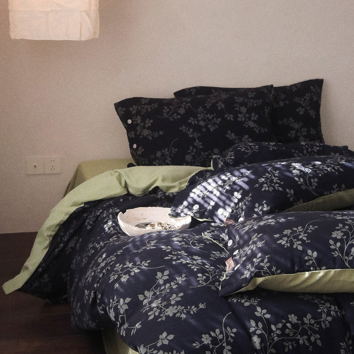 Duvet Cover Set Reversible Floral Linen-Cotton 4-Piece