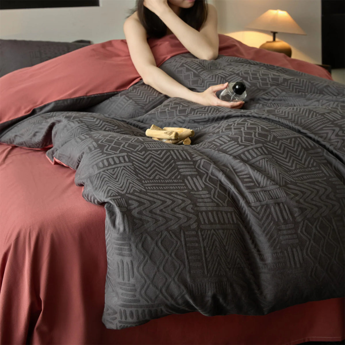 Duvet Cover Set Reversible Jacquard Machine Washable