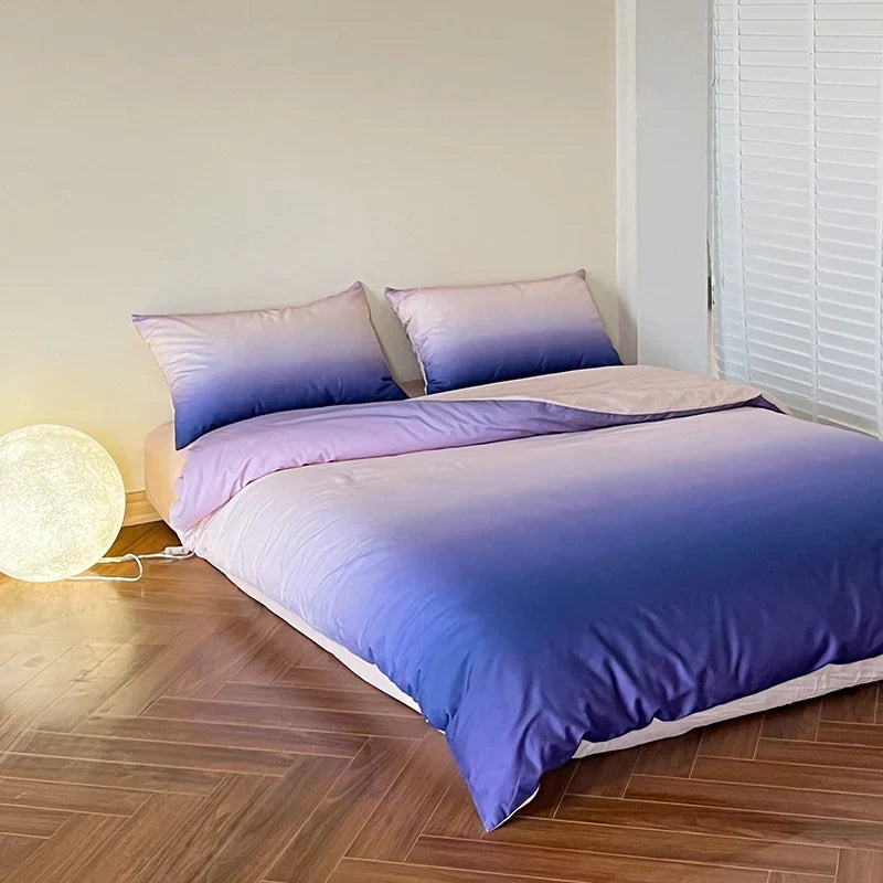 Duvet Cover Set Reversible Ombre Cotton Satin