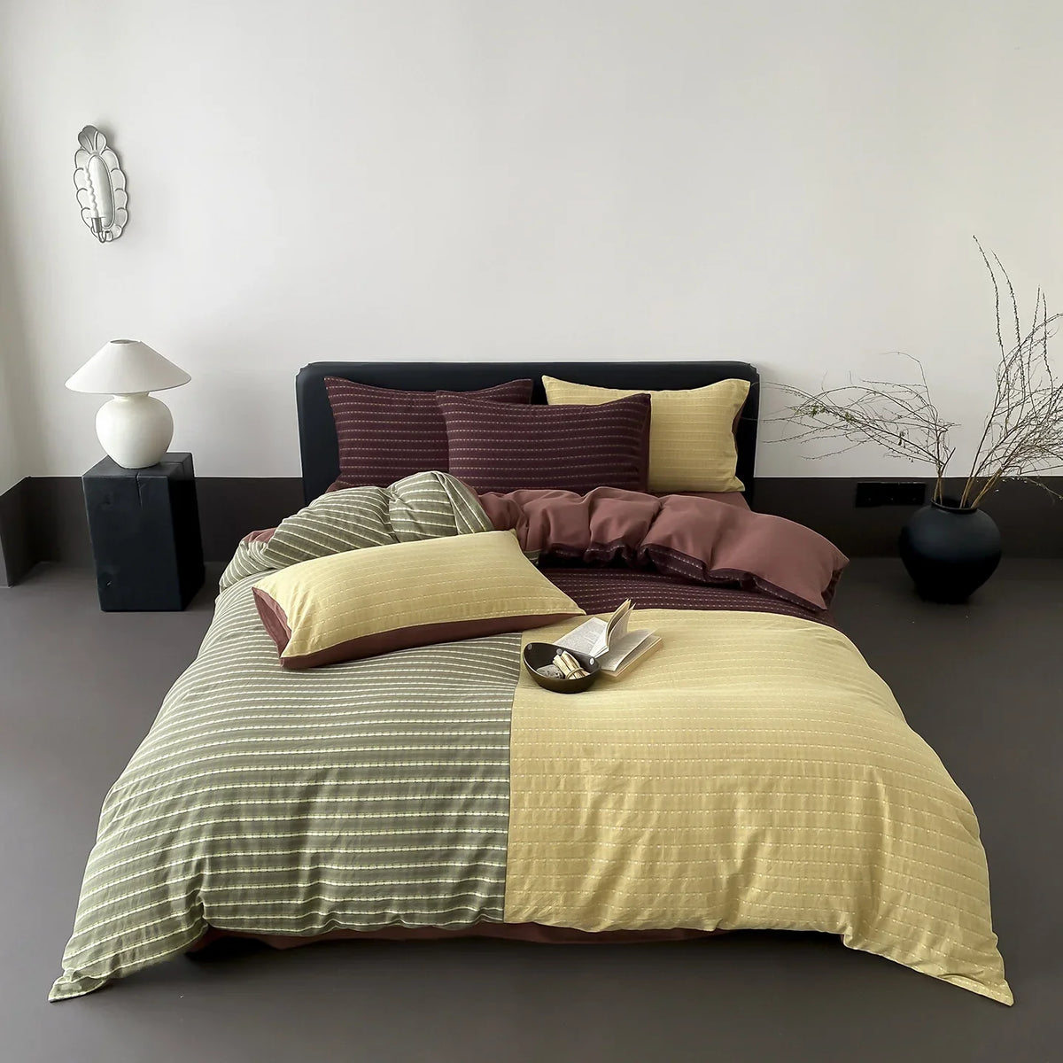 Duvet Cover Set Reversible Quilted Cotton With Pillowcases