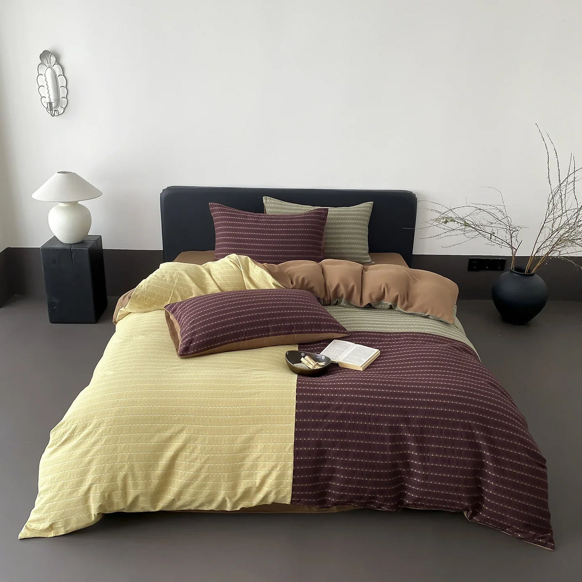 Duvet Cover Set Reversible Quilted Cotton With Pillowcases