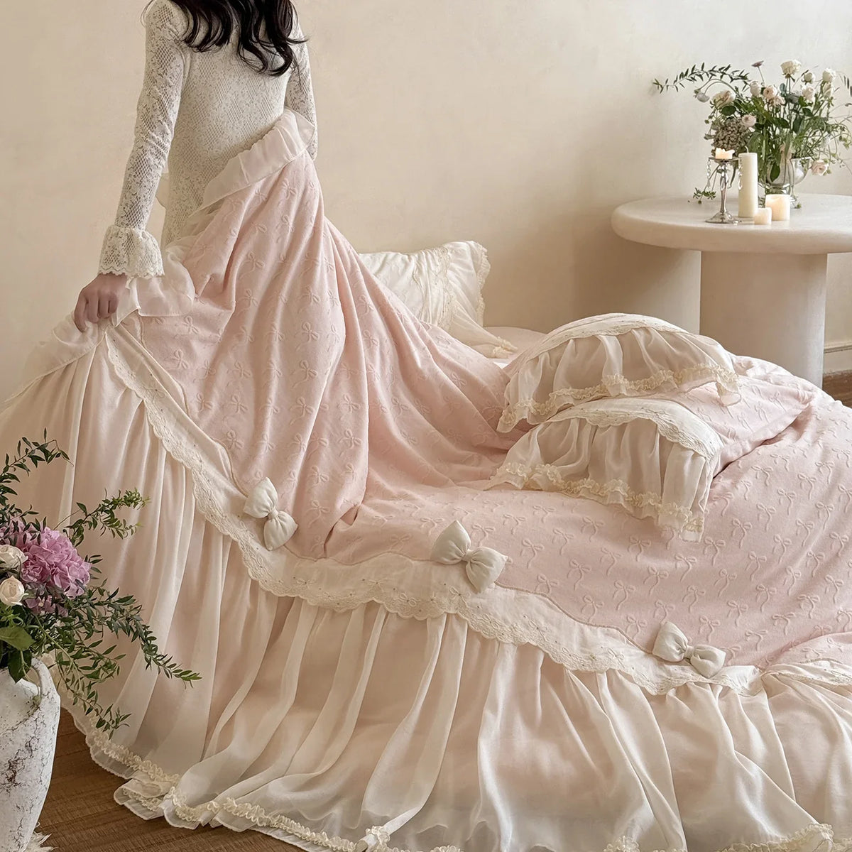 Duvet Cover Set Ruffles & Lace Breathable Machine Washable