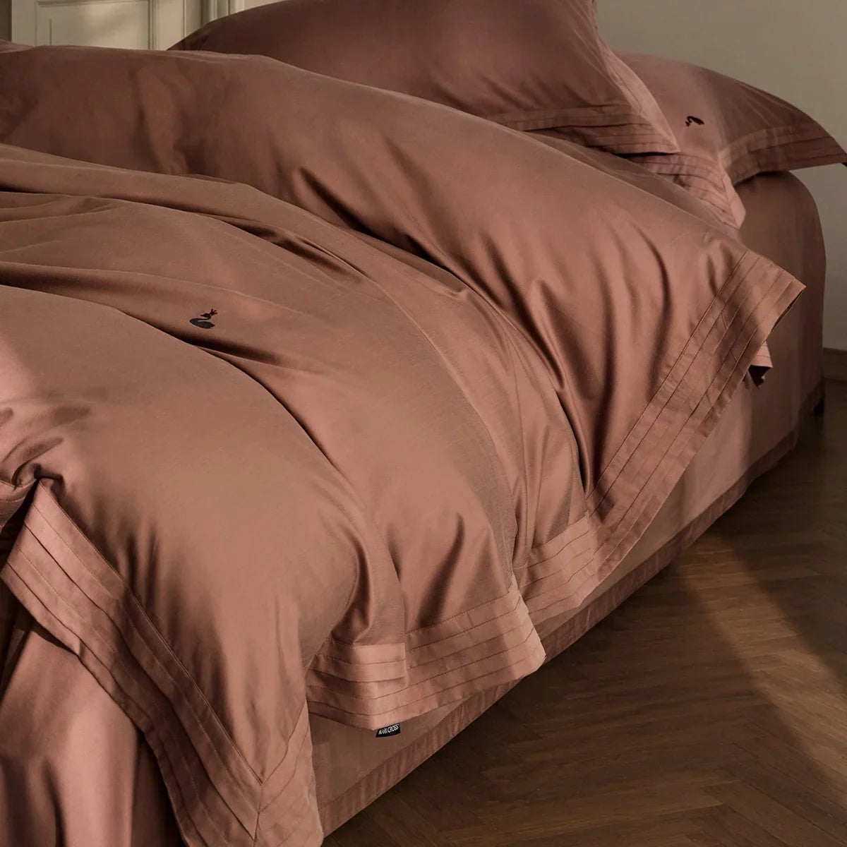 Duvet Cover Set Satin-Feel Mako Cotton Monogram Embroidery