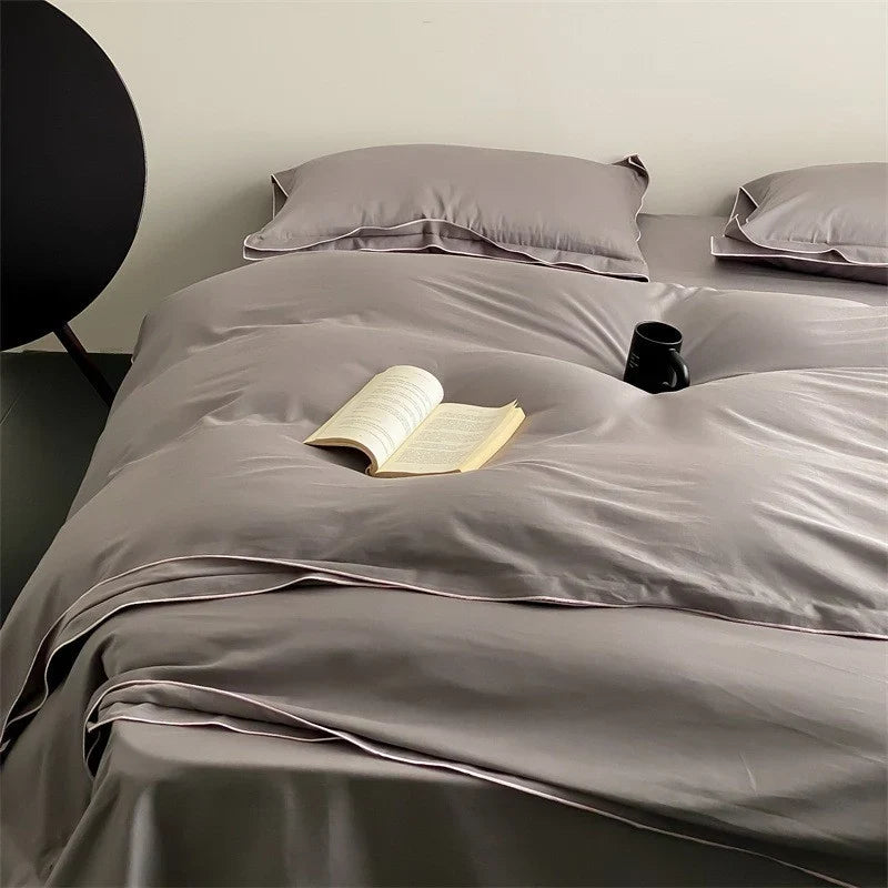 Duvet Cover Set Satin Microfiber 4-Piece Machine Washable
