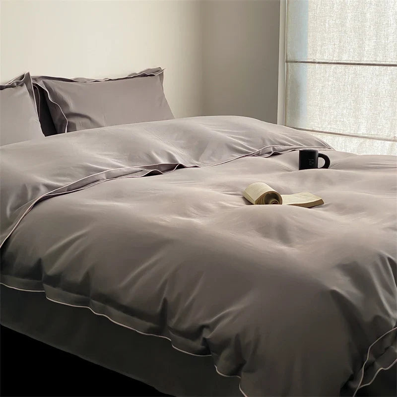 Duvet Cover Set Satin Microfiber 4-Piece Machine Washable