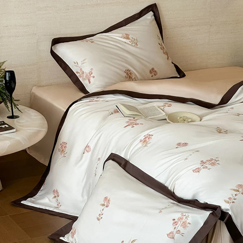 Duvet Cover Set Silky Satin Embroidered Four-Piece