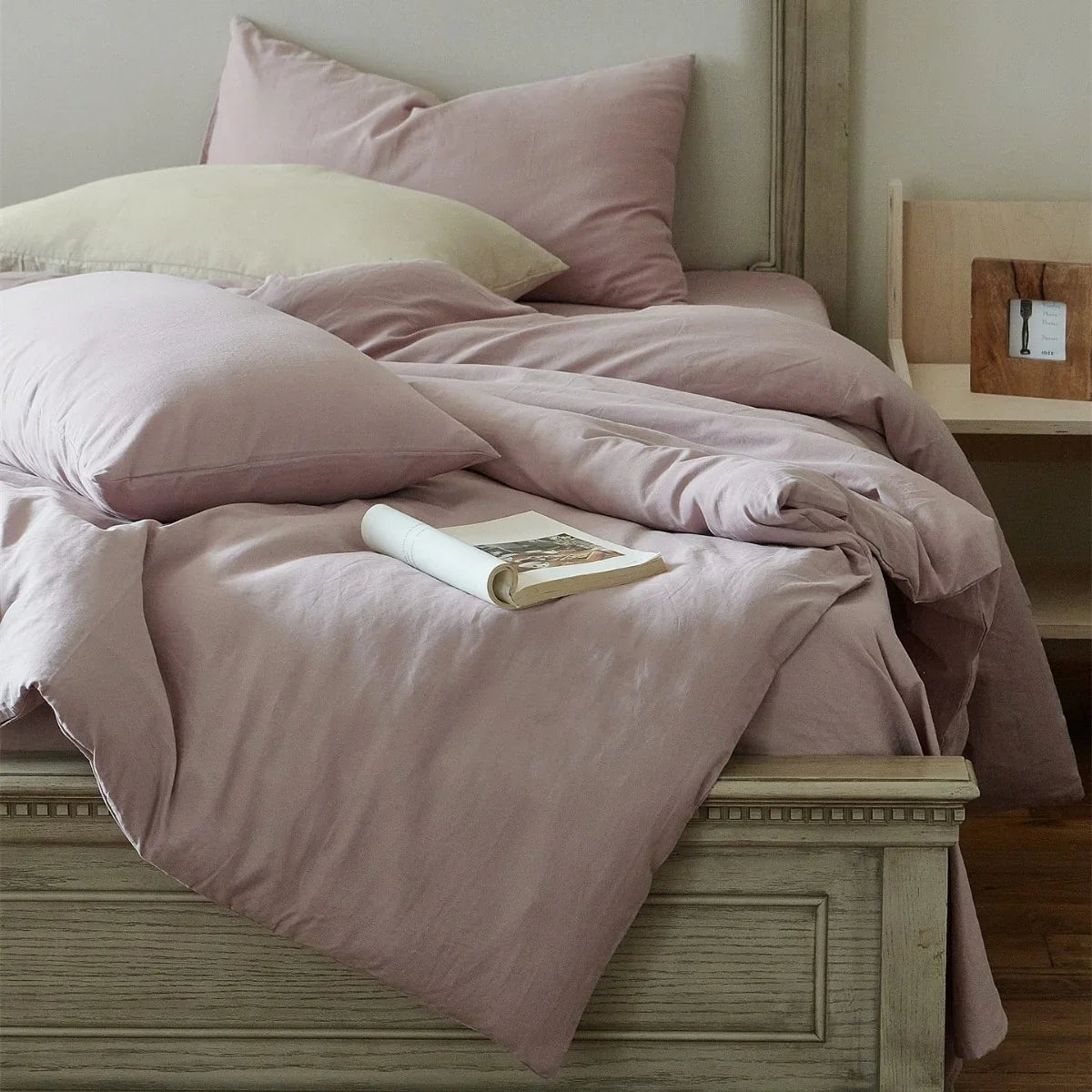 Duvet Cover Set Stonewashed Organic Cotton Concealed Zipper