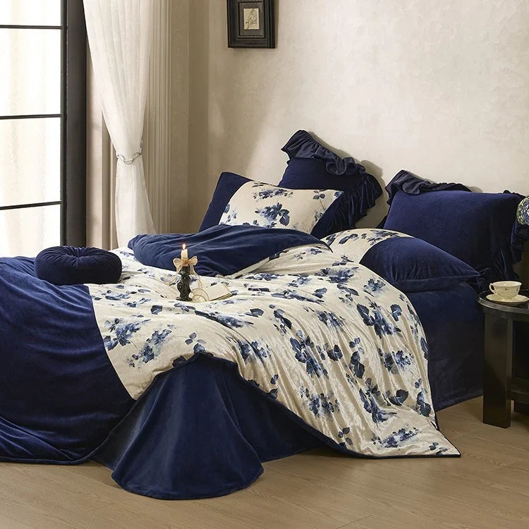 Duvet Cover Set Velvet-Like Microfiber Concealed Zipper & Corner Ties