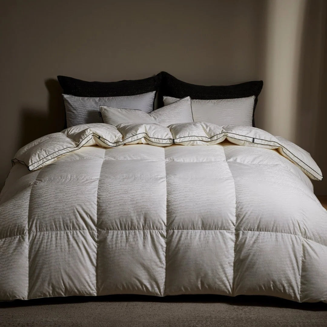 Duvet Goose Down Check Quilted Breathable Lightweight Filling