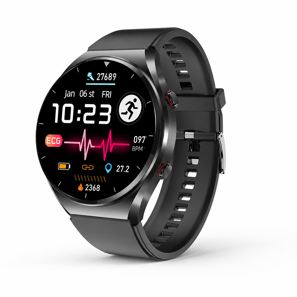 ECG & Afib Detection Blood Glucose 15-Day Battery Health Smartwatch