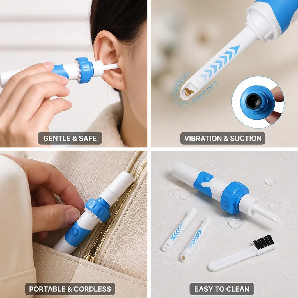 Ear Cleaner Cordless Gentle Vibration & Soft Silicone Tip