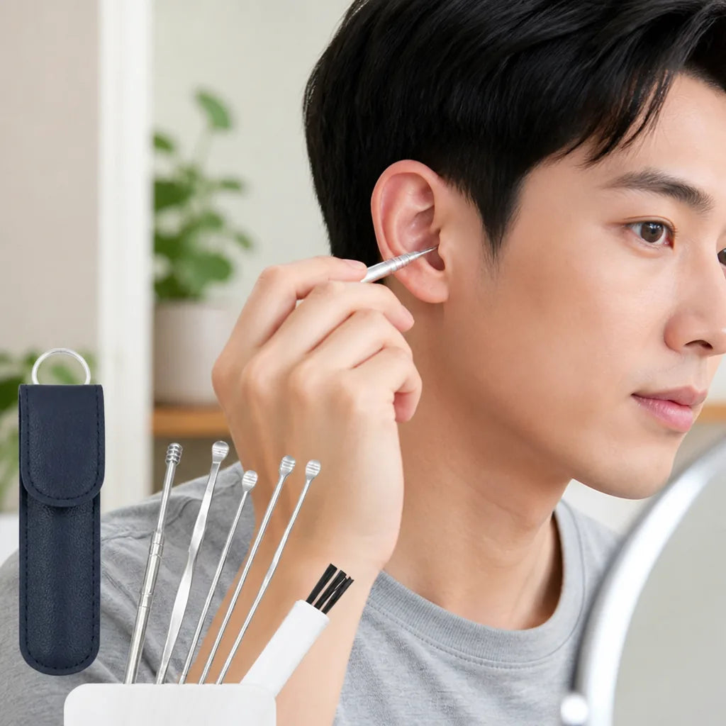 Ear Cleaning Kit Six Piece Stainless Steel Rounded Tips
