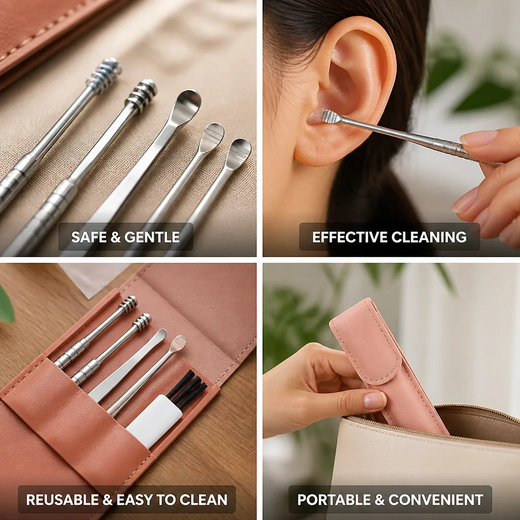 Ear Cleaning Kit Six Piece Stainless Steel Rounded Tips