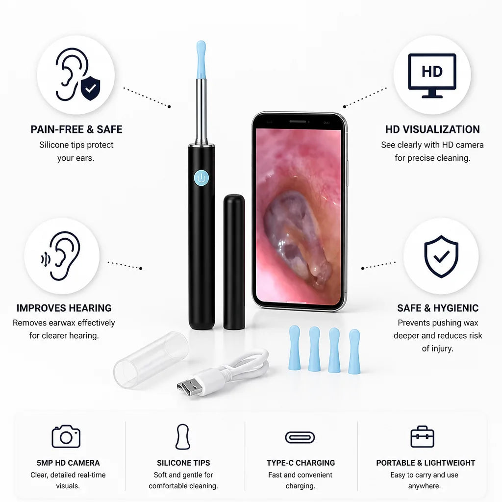 Earwax Removal Endoscope HD Camera Silicone Tips Type-C