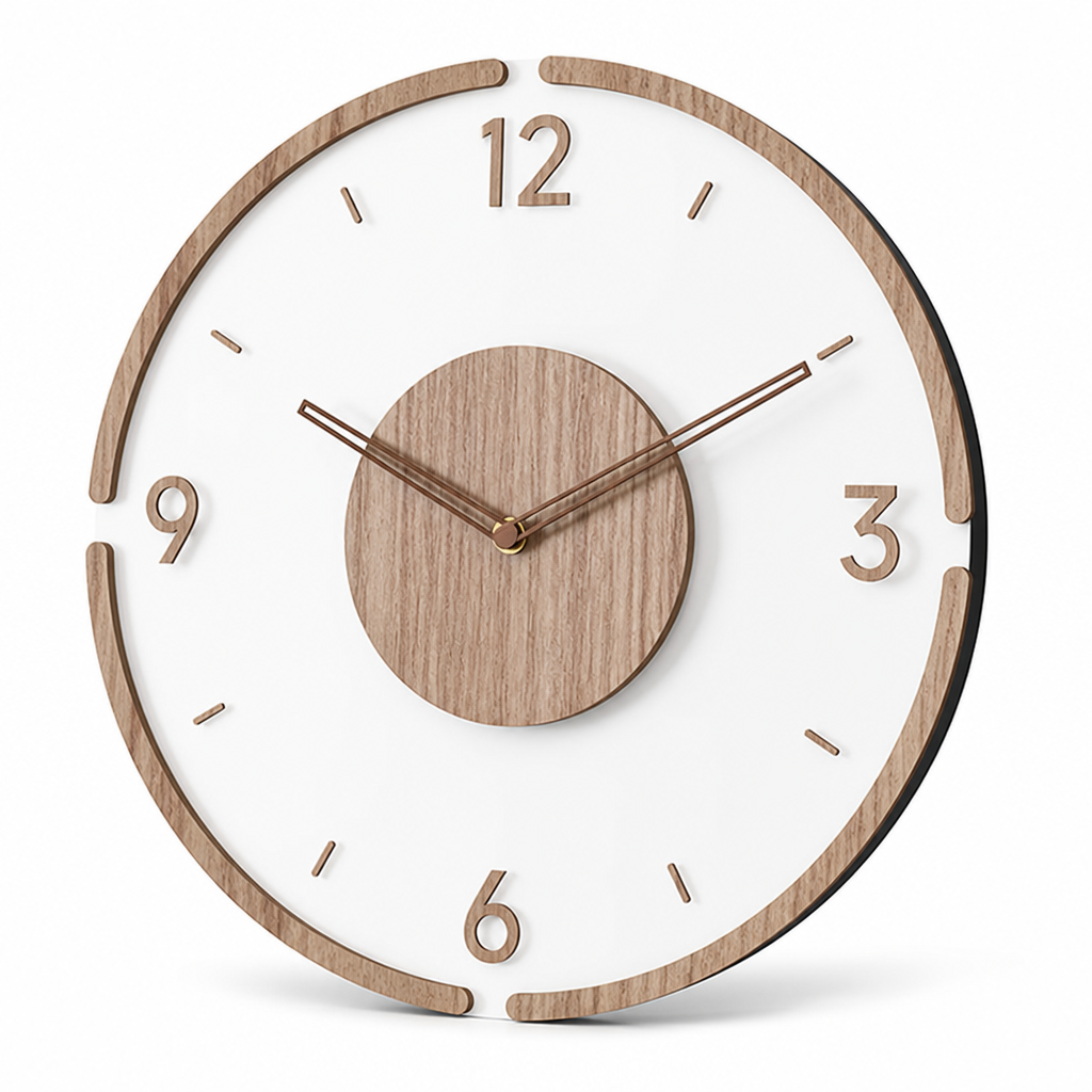 Easy-To-Read Scandinavian Wood Wall Clock (35 cm)