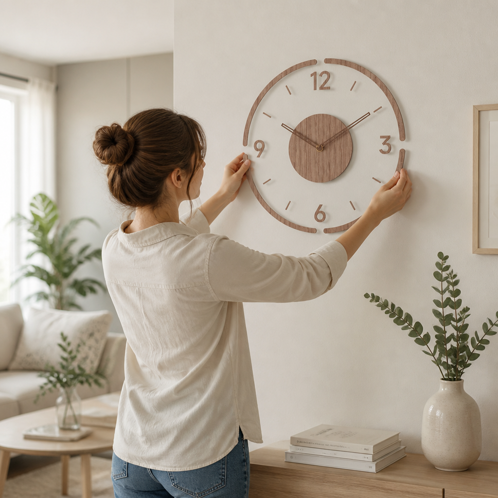 Easy-To-Read Scandinavian Wood Wall Clock (35 cm)
