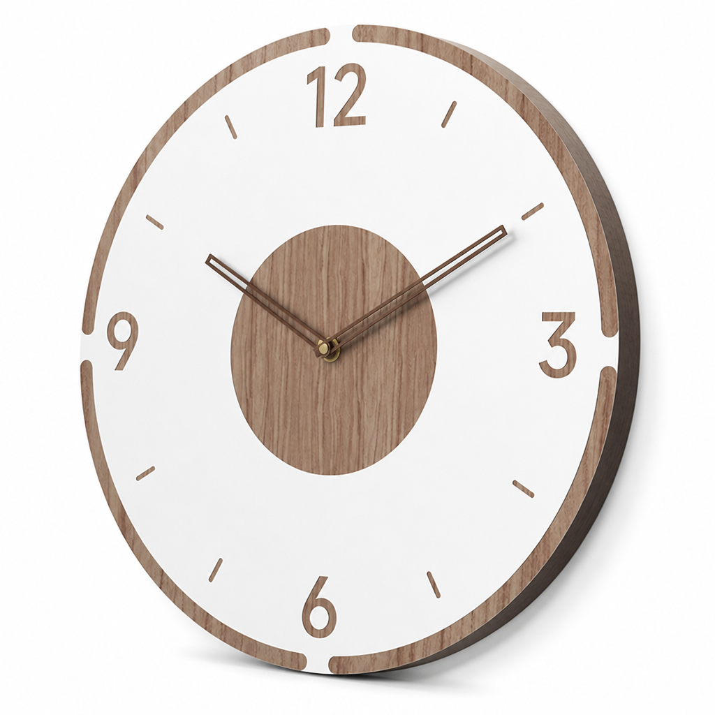 Easy-To-Read Scandinavian Wood Wall Clock (35 cm)