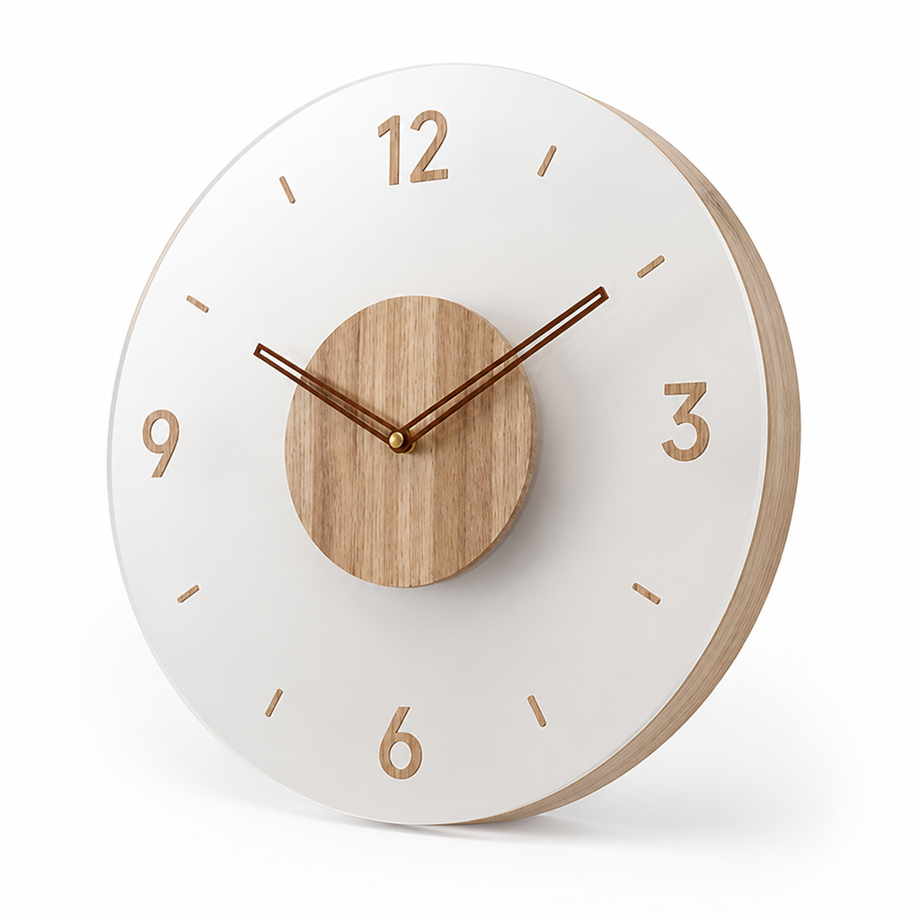 Easy-To-Read Scandinavian Wood Wall Clock (35 cm)