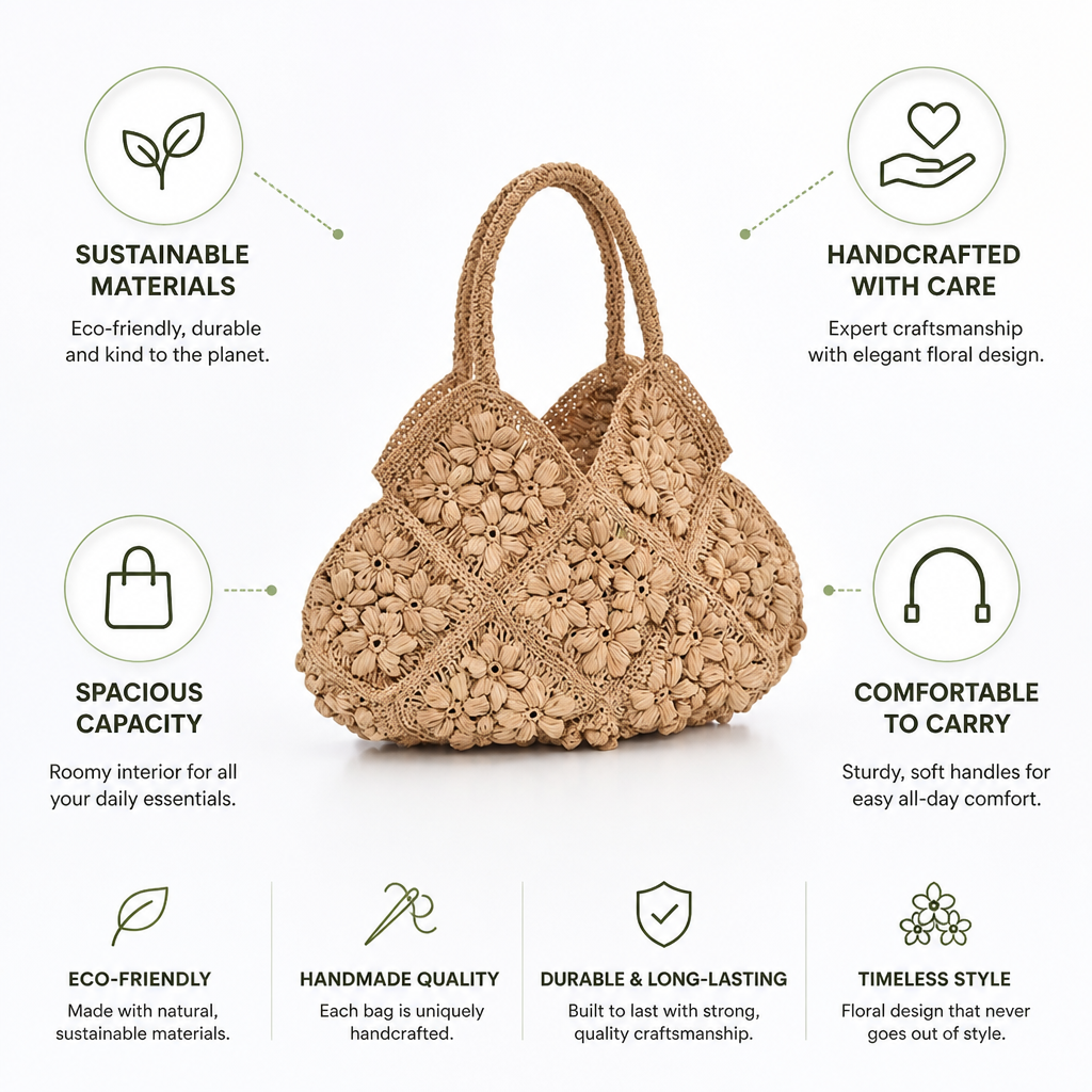 Eco-Friendly Handcrafted Floral Handbag