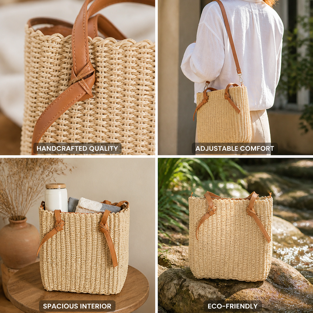 Eco-Friendly Handcrafted Macrame Shoulder Bag (Adjustable Strap)