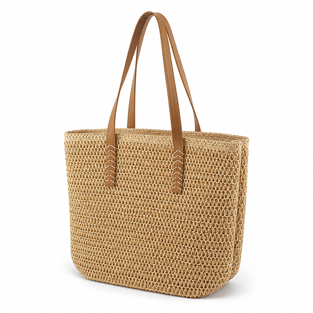 Eco-Friendly Jute Tote (Lined Interior & Leather Handles)