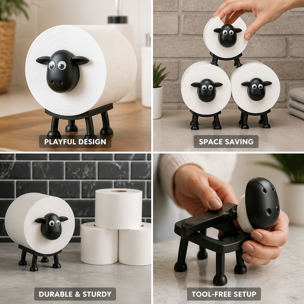 Eco-Friendly PLA Decorative Sheep Toilet Paper Holder (Tool-Free)