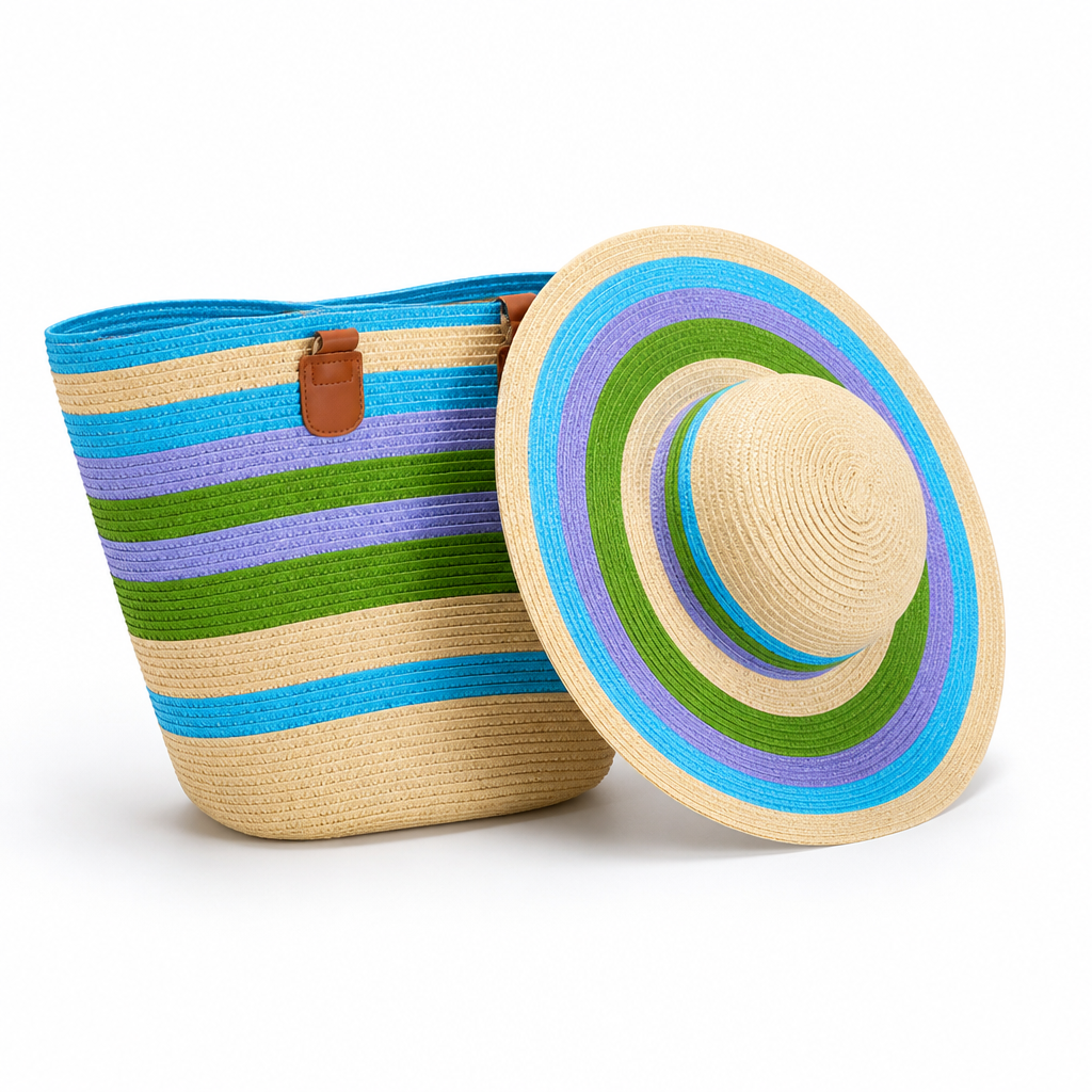 Eco-Friendly Spacious Beach Bag & Sun Hat (Set of 2)