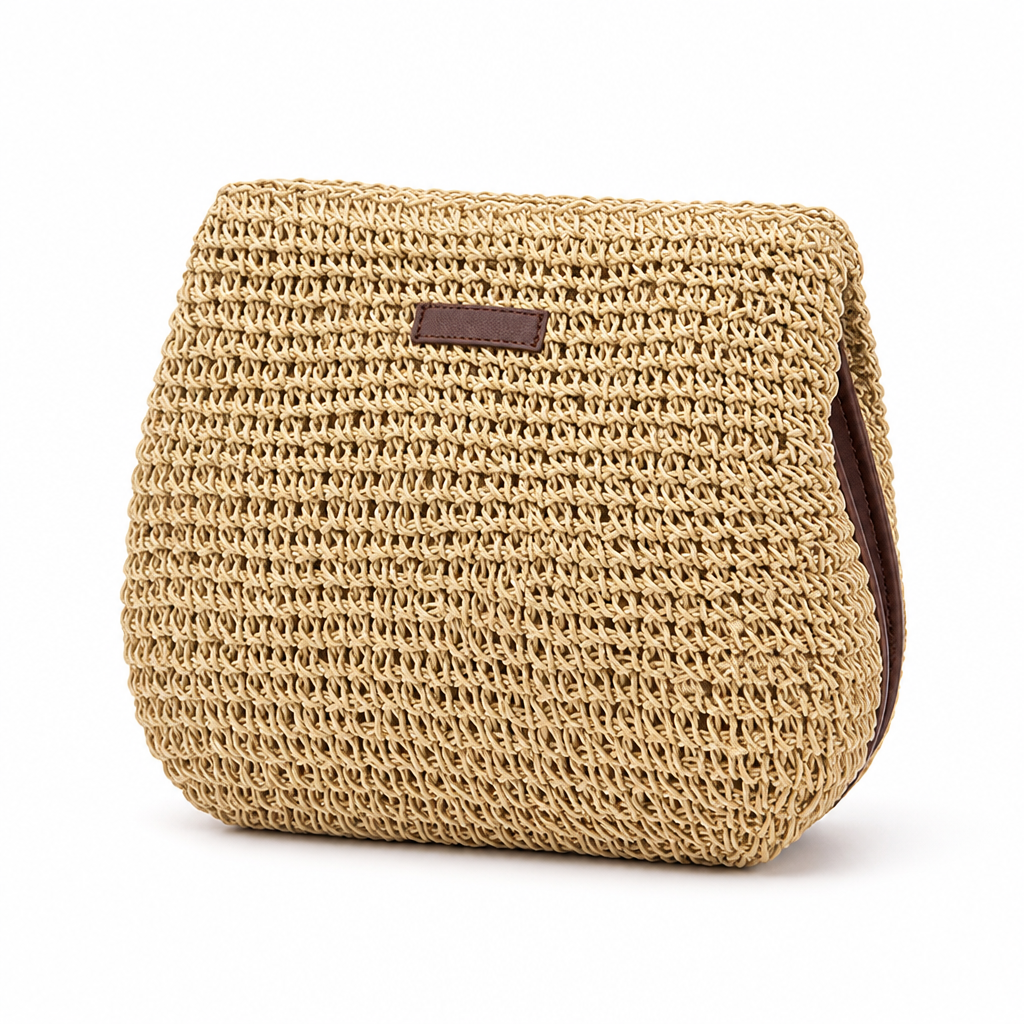 Eco-Friendly Woven Leather-Accented Convertible Handbag