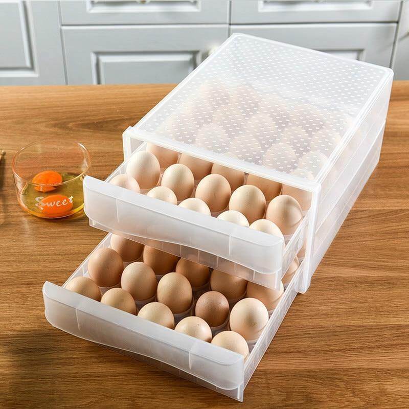 Egg Storage Container Transparent Stackable Double-Layer Drawer